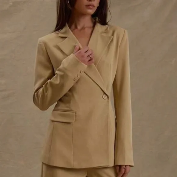 Butter yellow pale wrap button blazer - Picture 5 of 7